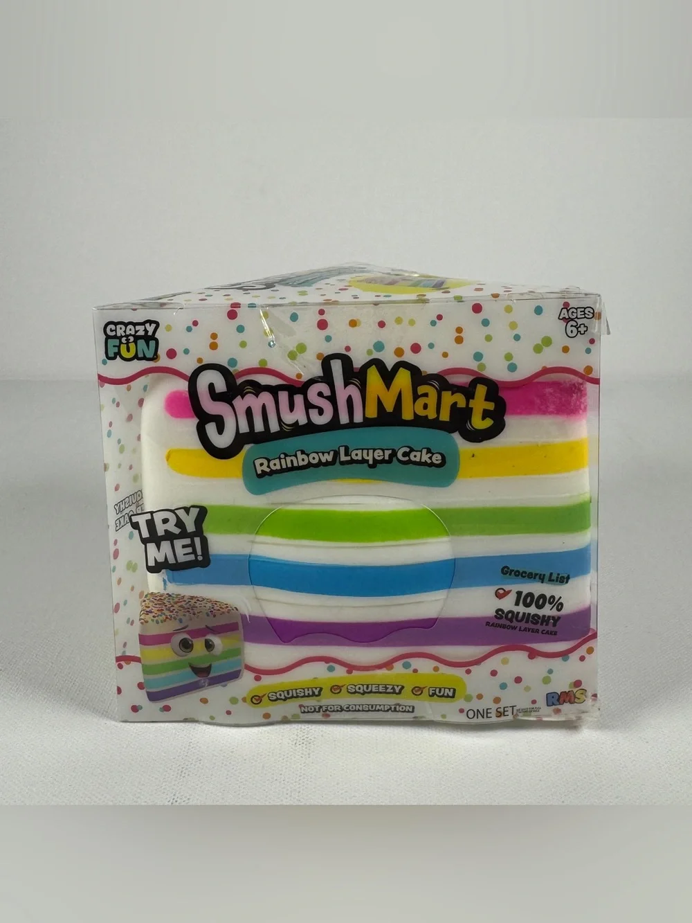 RMS SmushMart Crazy Fun Rainbow Layer Cake Squishy Viral Toy